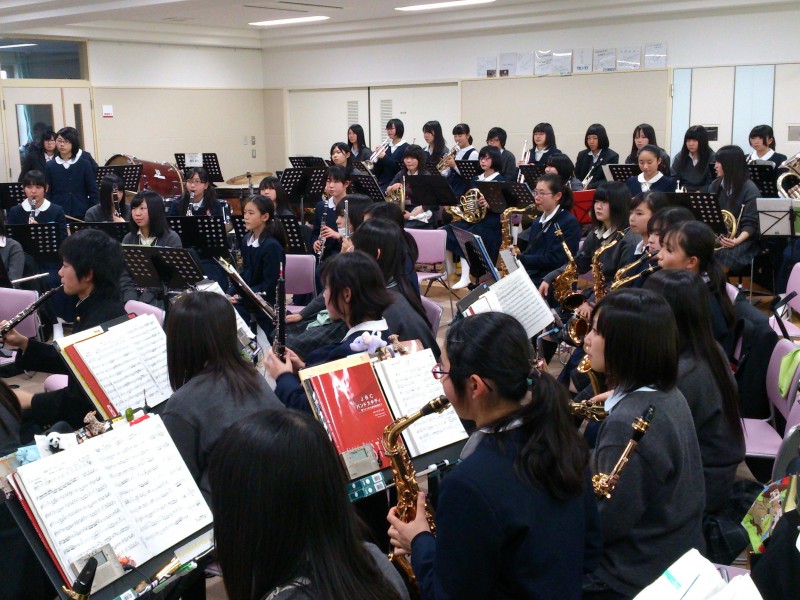 吹奏楽部 水戸一中と合同練習 大成女子高等学校